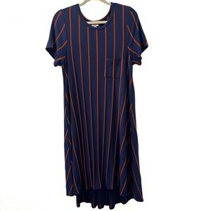 LulaRoe Carly High Low Swing Dress Blue/Orange